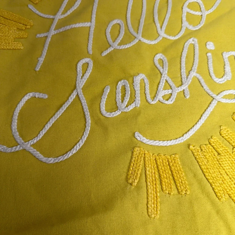 Rifle Paper Co 18x18 Throw Pillow Cover Hello Sunshine Embroidered Loloi Yellow
